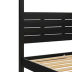 Cama Queen con dosel minimalista de pino negro/natural, 2 personas