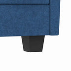 Sofá seccional de tela azul/gris/beige con otomana, 3 plazas