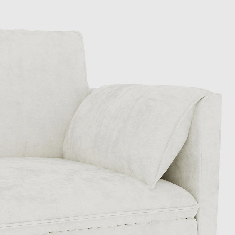 Sofá seccional de tela azul/gris/beige con otomana, 3 plazas
