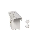 Isla de cocina plegable con apariencia de mármol blanco, para 4 a 6 personas
