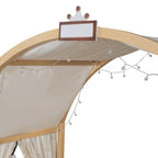 Cama de plataforma de madera maciza para juegos, cama Montessori con techo arqueado y nido para niñas y niños