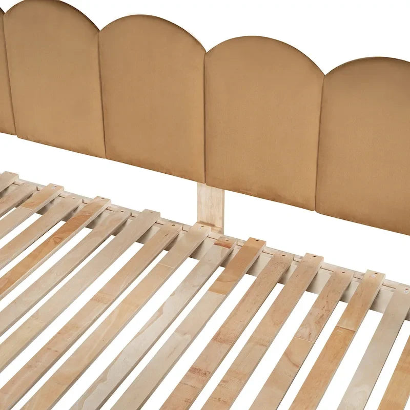 Cama de plataforma de madera maciza para juegos, cama Montessori con techo arqueado y nido para niñas y niños
