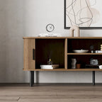 Mueble de TV Tambour Negro/Marrón con Puertas Correderas, Montaje entre 2 Personas, 119 cm o 152 cm de Ancho