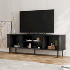 Mueble de TV Tambour Negro/Marrón con Puertas Correderas, Montaje entre 2 Personas, 119 cm o 152 cm de Ancho