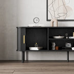 Mueble de TV Tambour Negro/Marrón con Puertas Correderas, Montaje entre 2 Personas, 119 cm o 152 cm de Ancho