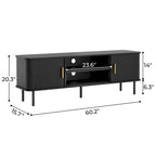 Mueble de TV Tambour Negro/Marrón con Puertas Correderas, Montaje entre 2 Personas, 119 cm o 152 cm de Ancho