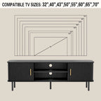 Mueble de TV Tambour Negro/Marrón con Puertas Correderas, Montaje entre 2 Personas, 119 cm o 152 cm de Ancho