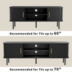Mueble de TV Tambour Negro/Marrón con Puertas Correderas, Montaje entre 2 Personas, 119 cm o 152 cm de Ancho