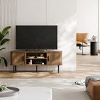 Mueble de TV Tambour Negro/Marrón con Puertas Correderas, Montaje entre 2 Personas, 119 cm o 152 cm de Ancho