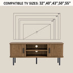 Mueble de TV Tambour Negro/Marrón con Puertas Correderas, Montaje entre 2 Personas, 119 cm o 152 cm de Ancho