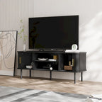 Mueble de TV Tambour Negro/Marrón con Puertas Correderas, Montaje entre 2 Personas, 119 cm o 152 cm de Ancho