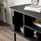 Mueble de TV Tambour Negro/Marrón con Puertas Correderas, Montaje entre 2 Personas, 119 cm o 152 cm de Ancho