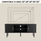 Mueble de TV Tambour Negro/Marrón con Puertas Correderas, Montaje entre 2 Personas, 119 cm o 152 cm de Ancho