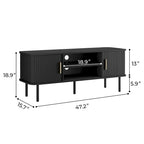 Mueble de TV Tambour Negro/Marrón con Puertas Correderas, Montaje entre 2 Personas, 119 cm o 152 cm de Ancho