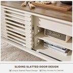 Mesa de centro elevable de mediados de siglo en blanco antiguo/roble natural con almacenamiento, para 1