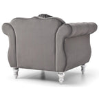 Sillón auxiliar de terciopelo capitoné Hollywood Chesterfield con cojín redondo - 39L x 35W x 34H