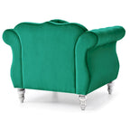 Sillón auxiliar de terciopelo capitoné Hollywood Chesterfield con cojín redondo - 39L x 35W x 34H
