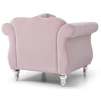 Sillón auxiliar de terciopelo capitoné Hollywood Chesterfield con cojín redondo - 39L x 35W x 34H