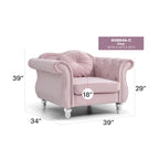 Sillón auxiliar de terciopelo capitoné Hollywood Chesterfield con cojín redondo - 39L x 35W x 34H