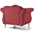 Sillón auxiliar de terciopelo capitoné Hollywood Chesterfield con cojín redondo - 39L x 35W x 34H