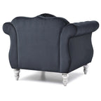Sillón auxiliar de terciopelo capitoné Hollywood Chesterfield con cojín redondo - 39L x 35W x 34H