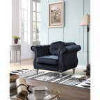 Sillón auxiliar de terciopelo capitoné Hollywood Chesterfield con cojín redondo - 39L x 35W x 34H