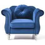 Sillón auxiliar de terciopelo capitoné Hollywood Chesterfield con cojín redondo - 39L x 35W x 34H