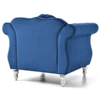 Sillón auxiliar de terciopelo capitoné Hollywood Chesterfield con cojín redondo - 39L x 35W x 34H