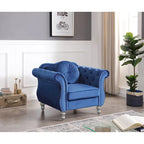 Sillón auxiliar de terciopelo capitoné Hollywood Chesterfield con cojín redondo - 39L x 35W x 34H
