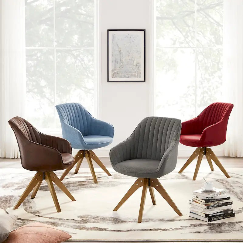 Sillón clásico giratorio multicolor con patas de madera, para 1 persona