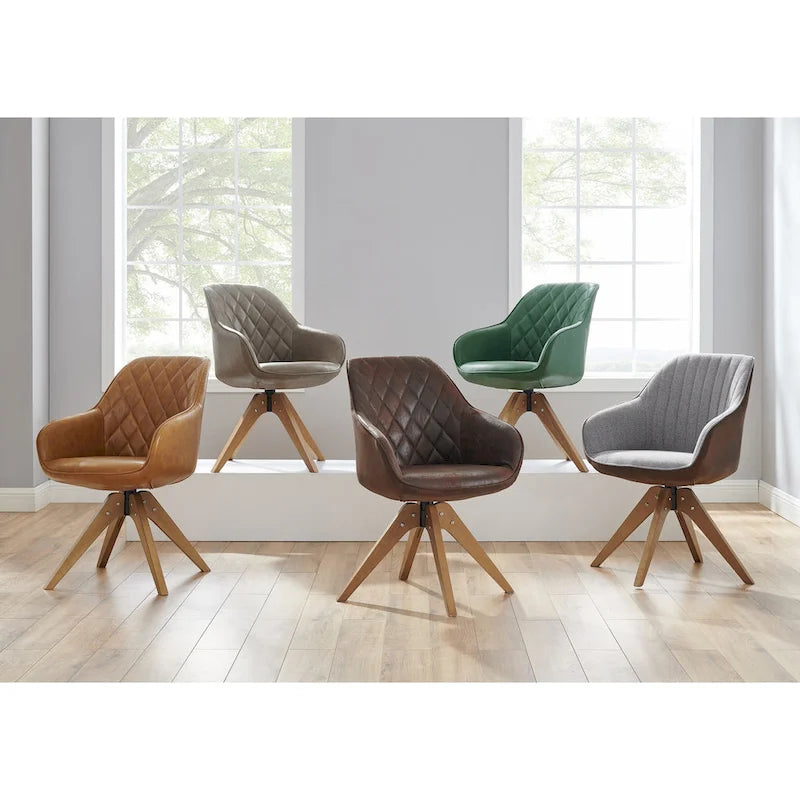 Sillón clásico giratorio multicolor con patas de madera, para 1 persona