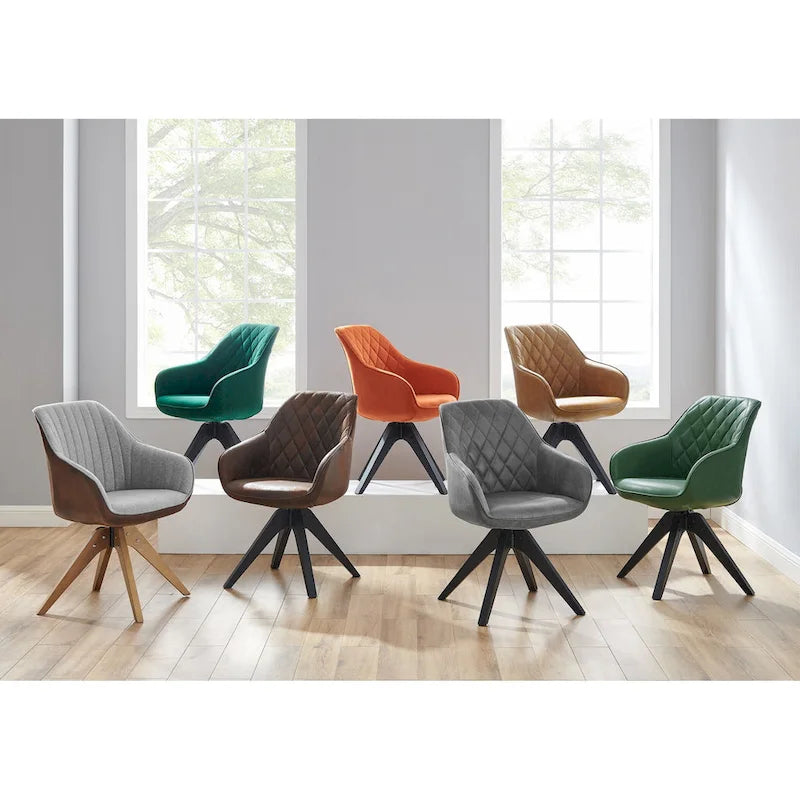 Sillón clásico giratorio multicolor con patas de madera, para 1 persona