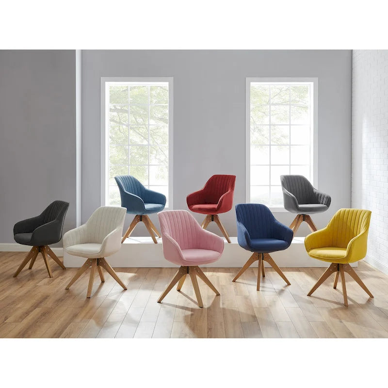 Sillón clásico giratorio multicolor con patas de madera, para 1 persona