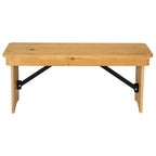 Banco rústico plegable de granja de pino macizo antiguo de 40 x 12