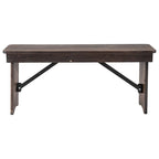 Banco rústico plegable de granja de pino macizo antiguo de 40 x 12