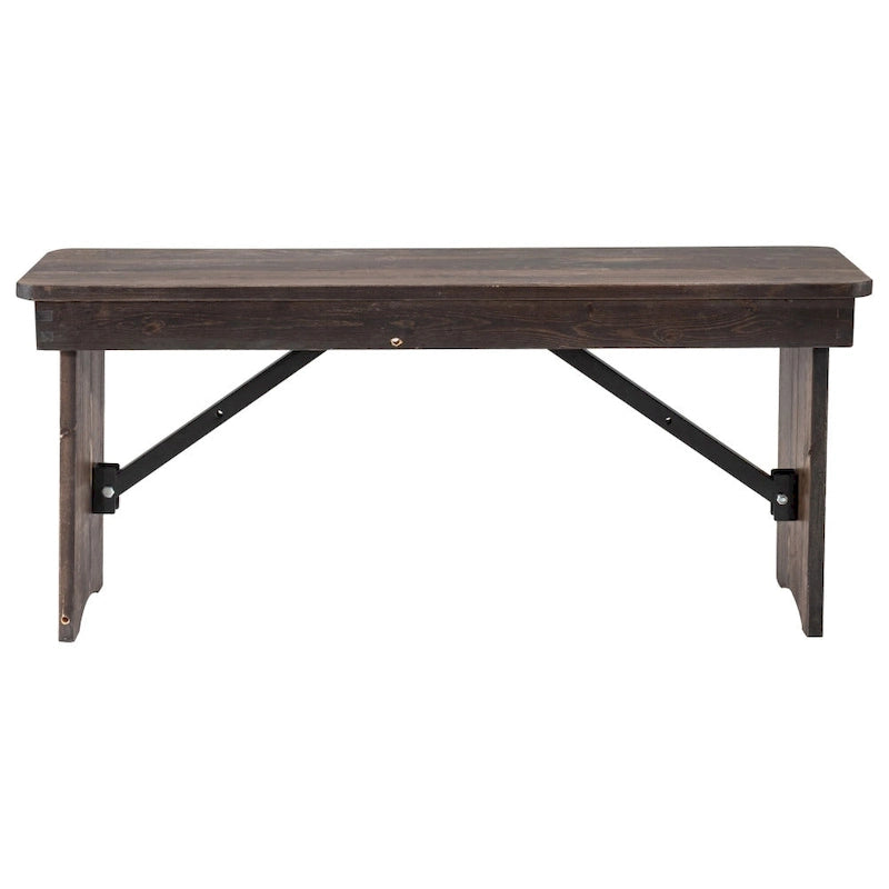 Banco rústico plegable de granja de pino macizo antiguo de 40 x 12