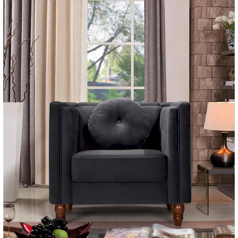 Sillón de terciopelo machacado, capitoné, gris/negro/marfil/azul/rosa/verde, 1 plaza