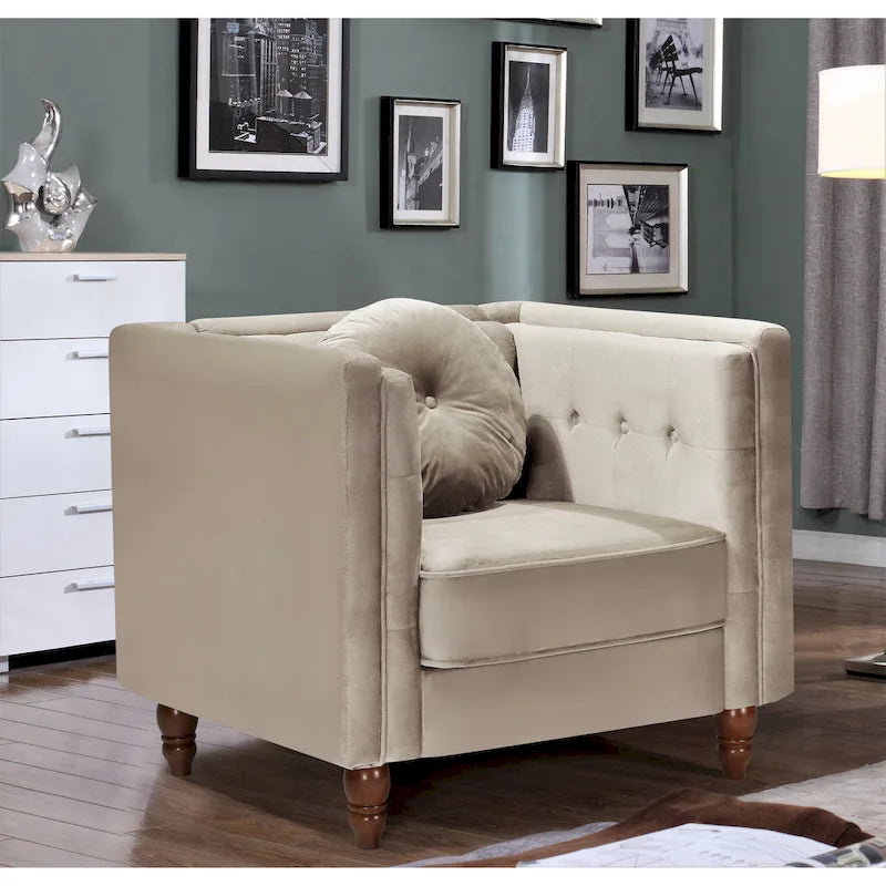 Sillón de terciopelo machacado, capitoné, gris/negro/marfil/azul/rosa/verde, 1 plaza