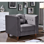 Sillón de terciopelo machacado, capitoné, gris/negro/marfil/azul/rosa/verde, 1 plaza