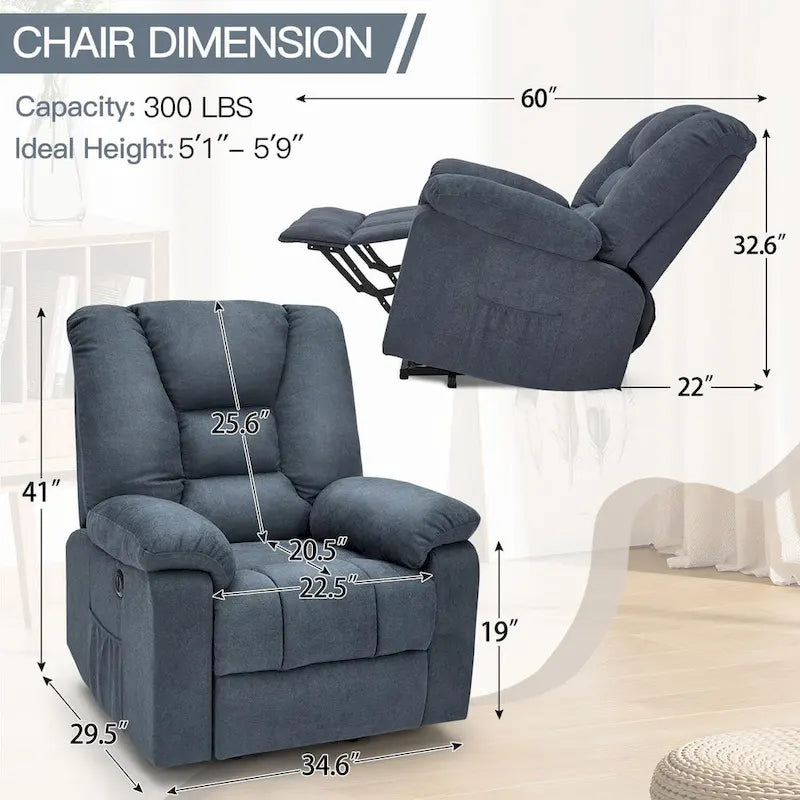Sillón reclinable elevador eléctrico AECOJOY para adultos mayores con masaje y puerto de carga USB