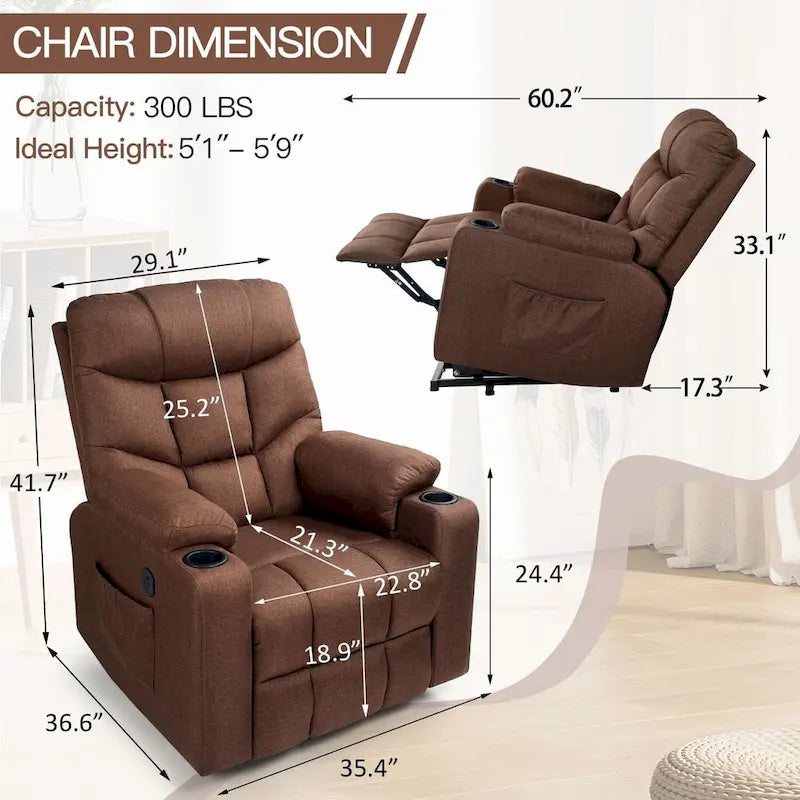 Sillón reclinable elevador eléctrico AECOJOY para adultos mayores con masaje y puerto de carga USB