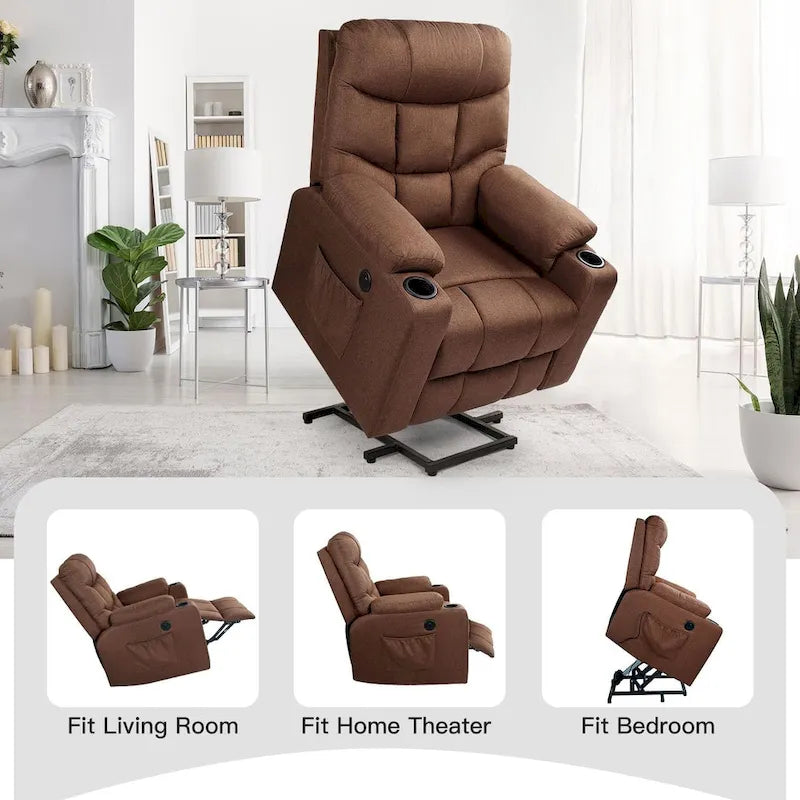 Sillón reclinable elevador eléctrico AECOJOY para adultos mayores con masaje y puerto de carga USB