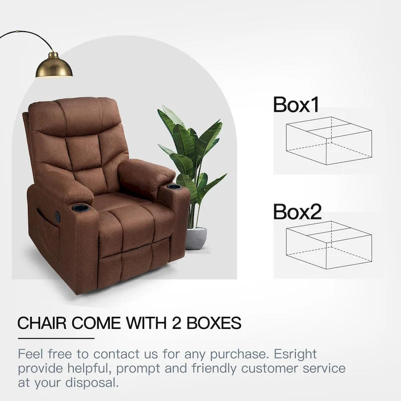 Sillón reclinable elevador eléctrico AECOJOY para adultos mayores con masaje y puerto de carga USB
