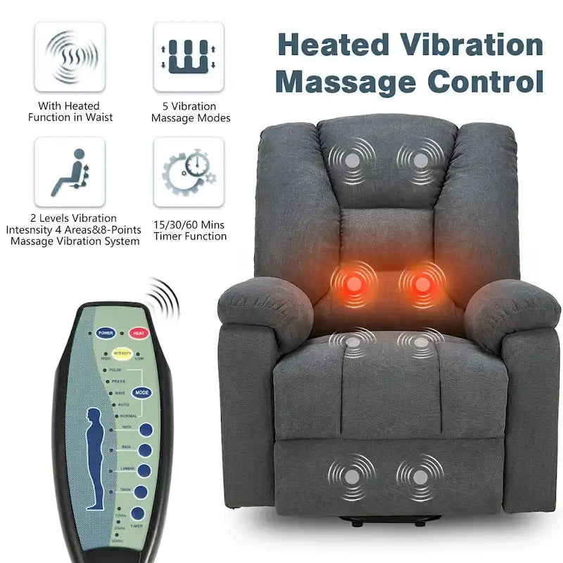 Sillón reclinable elevador eléctrico AECOJOY para adultos mayores con masaje y puerto de carga USB