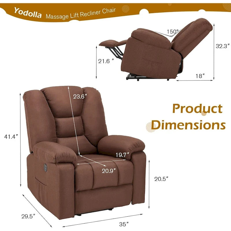 Sillón reclinable elevador eléctrico AECOJOY para adultos mayores con masaje y puerto de carga USB