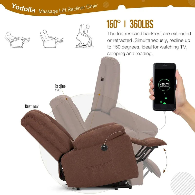 Sillón reclinable elevador eléctrico AECOJOY para adultos mayores con masaje y puerto de carga USB