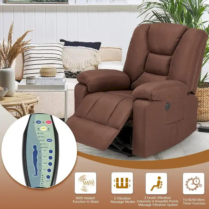 Sillón reclinable elevador eléctrico AECOJOY para adultos mayores con masaje y puerto de carga USB