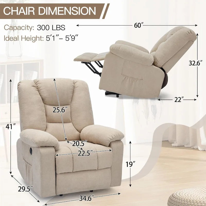 Sillón reclinable elevador eléctrico AECOJOY para adultos mayores con masaje y puerto de carga USB