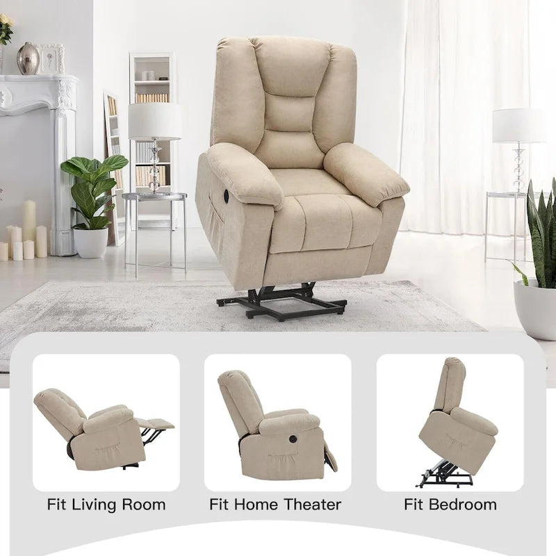 Sillón reclinable elevador eléctrico AECOJOY para adultos mayores con masaje y puerto de carga USB