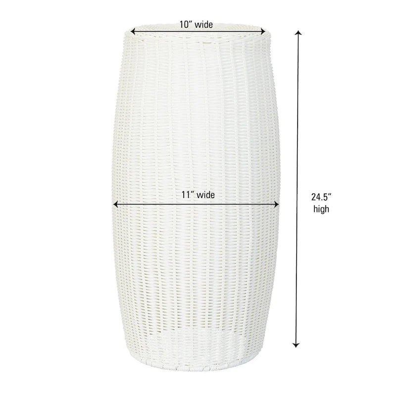 Pedestal de resina imitación mimbre, blanco, corto, individual